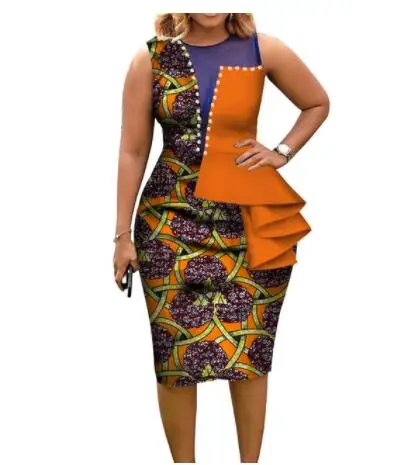 

2019 new arrival elegent fashion style african women cotton printing plus size dress M-6XL