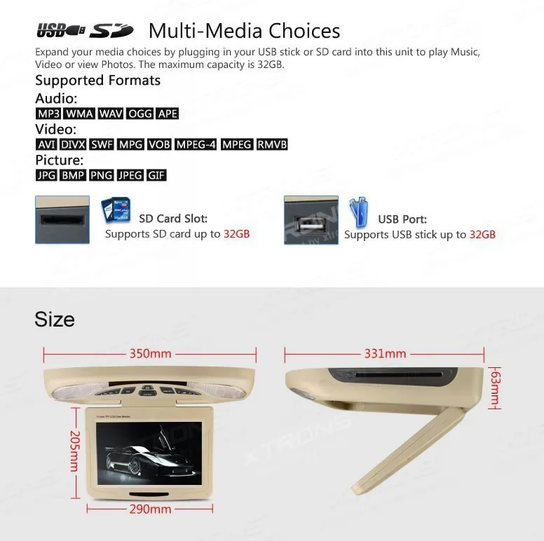 Flash Deal XTRONS Beige11.3"Digital car Monitor Flip down Car Roof DVD Player Overhead car Ceiling Monitor USB FM Game Disc +2 IR Headphone 7 Flash Deal XTRONS Beige11.3"Digital car Monitor Flip down Car Roof DVD Player Overhead car Ceiling Monitor USB FM Game Disc +2 IR Headphone 7