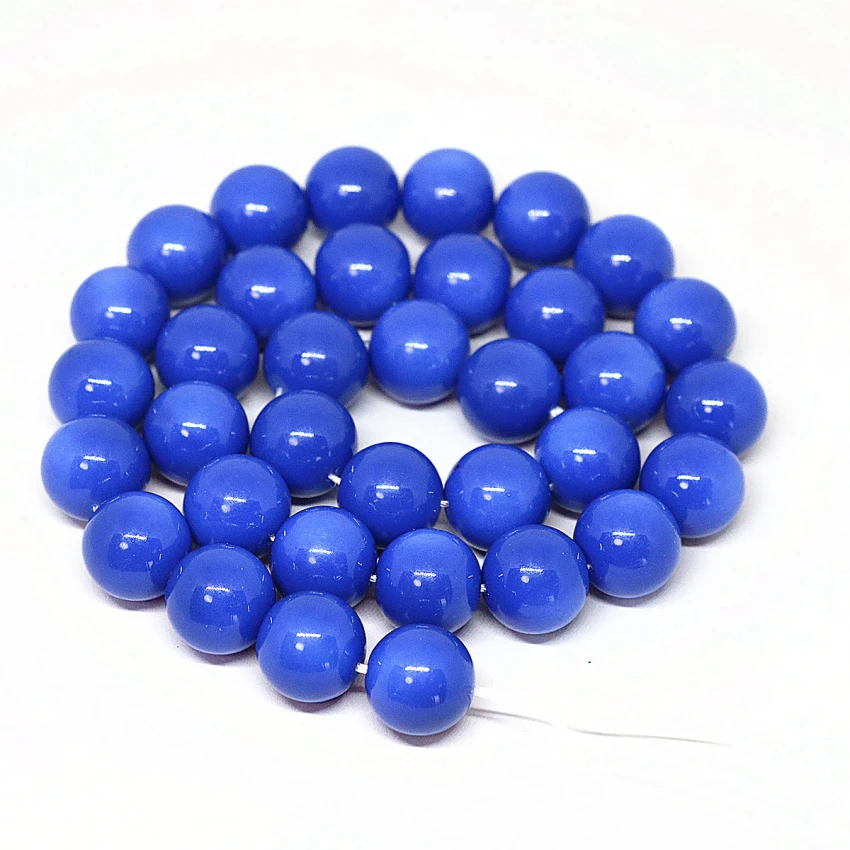 

Factory outlet blue round baking paint glass fashion fit for diy women necklace bracelet gift loose beads 4-14mm 15inch B1623