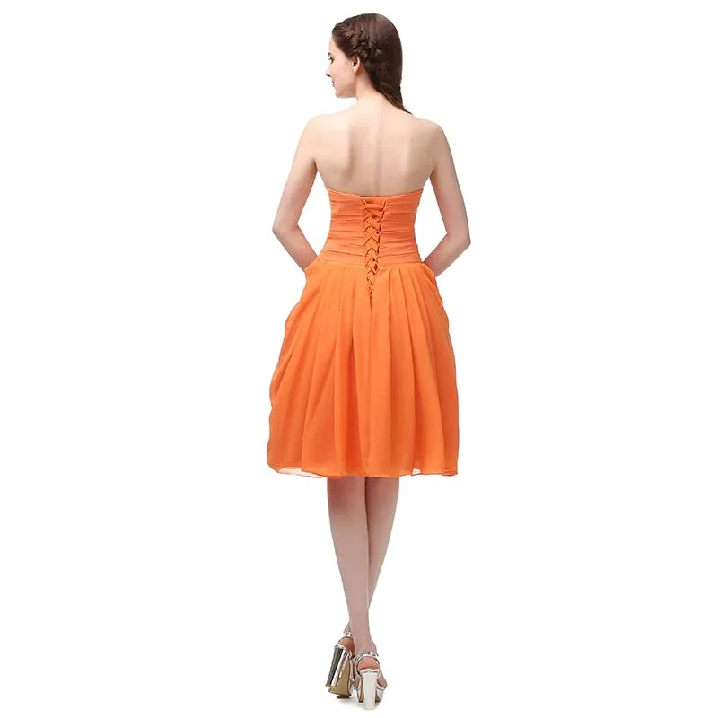 Простые коктейльные платья пляжные шифоновые плиссированные платья длиной до колена со шнуровкой сзади Вечерние платья официальные платья OS247