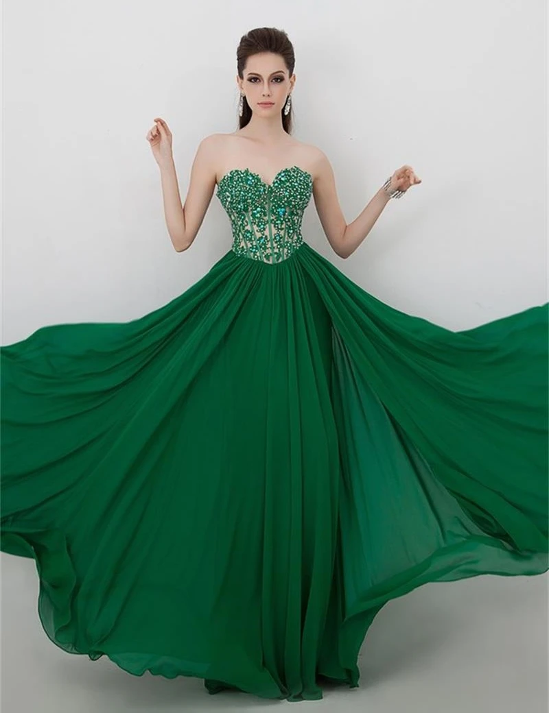 Verde esmeralda vestidos noche para la boda 2015 atractivo