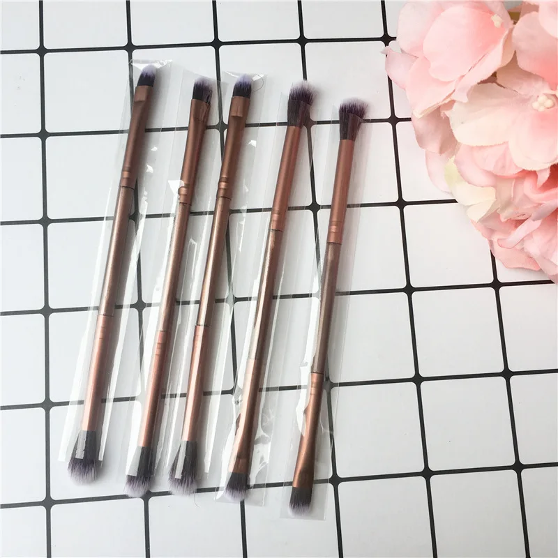 

Double head cosmetics makeup brushes Eyelashes Blush Elegant Bleached mental Eye shadow brush Professional Styling Tools