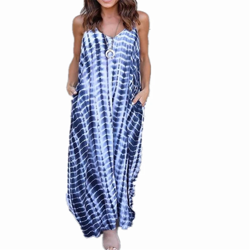 Women Cotton Dress Plus Size XL Sleeveless 2018 Summer Striped Loose