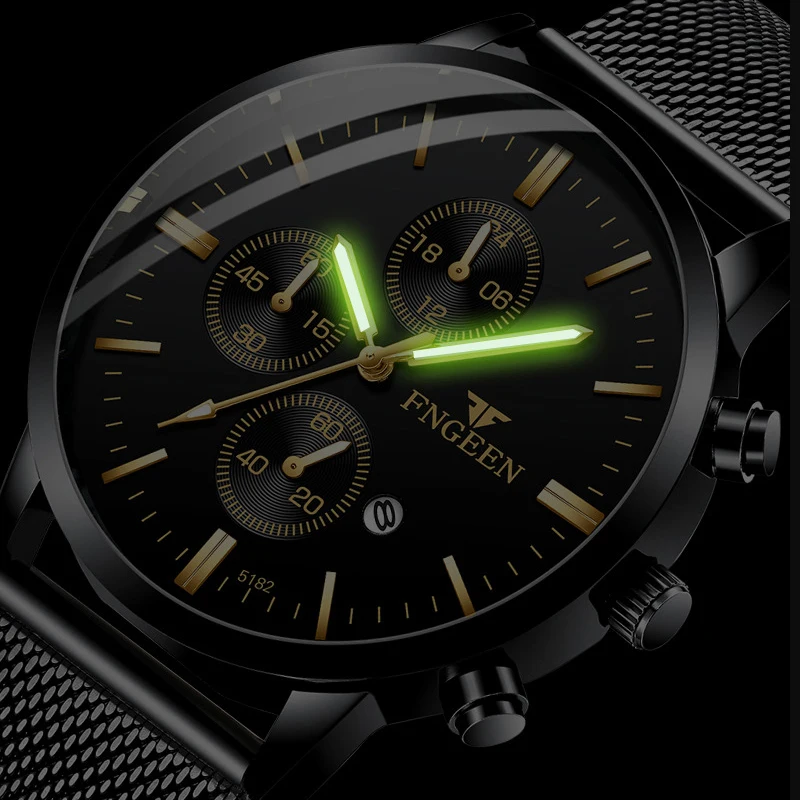 FNGEEN лучший бренд класса люкс Золотой водонепроницаемый Мужские Спортивные кварцевые деловые наручные часы для мужчин часы Relogio Masculino