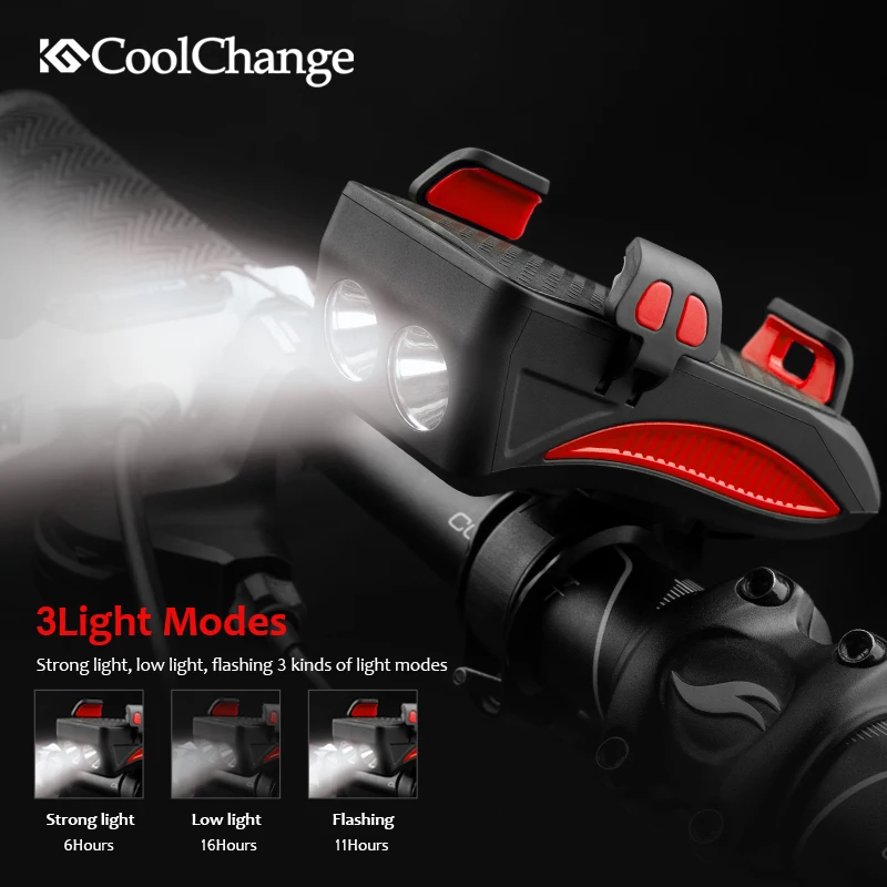 Велосипедный звонок CoolChange 4 в 1 держатель телефона для горного велосипеда