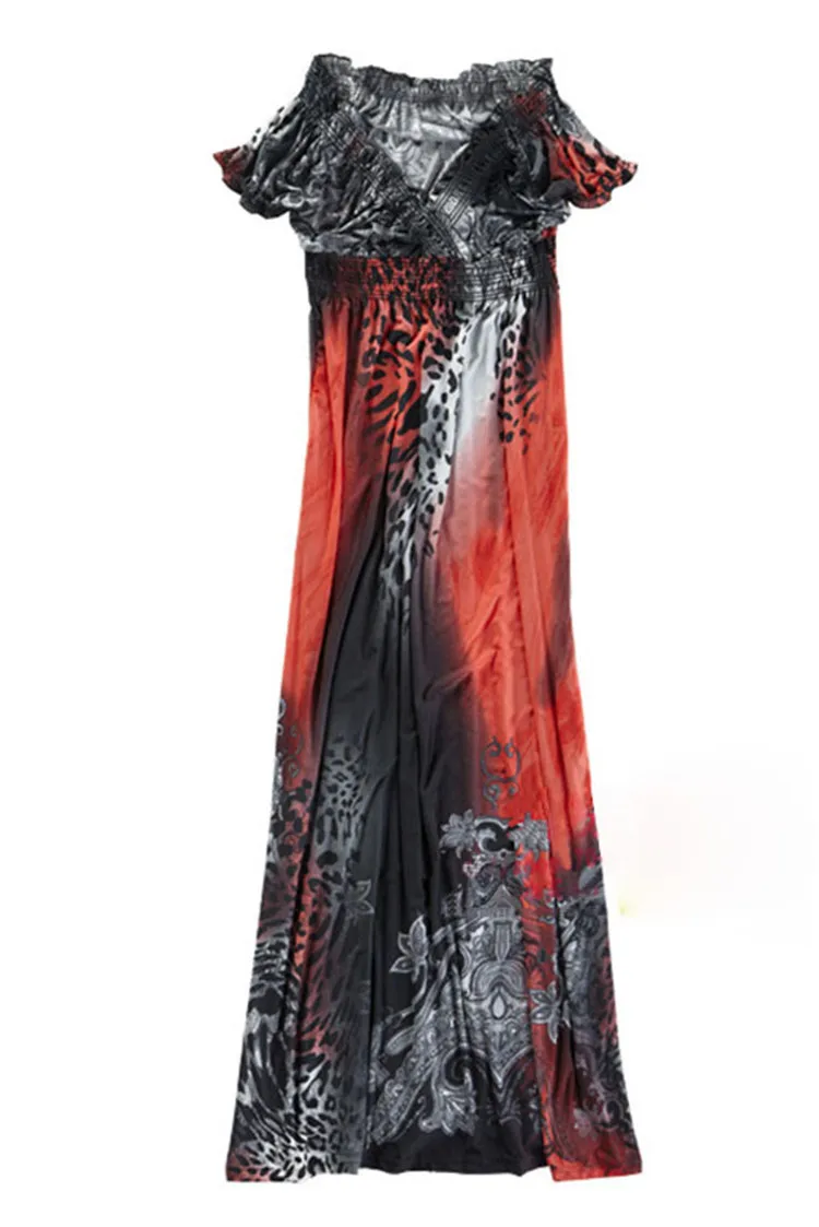 Gladiolus Bohemian Summer Dress Women 2019 Short Sleeve V Neck Tunic Sexy Leopard Print Maxi Dresses For Women Long Beach Dress (37)