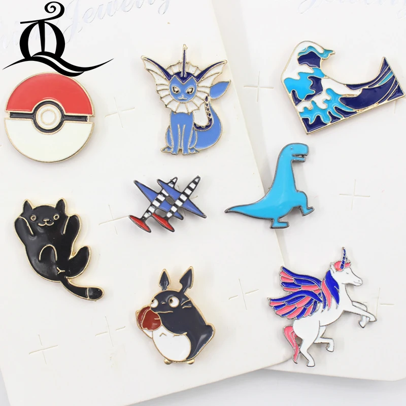 

1pcs plane dinosaur pokemon Cartoon icons Style Enamel pin Badge Buttons Brooch Anime Lovers Shirt Denim Jacket lapel pin O62