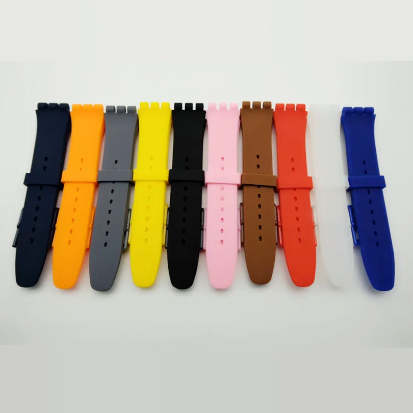 17 мм 19 силиконовый резиновый ремешок для часов мужчин и женщин часы Swatch