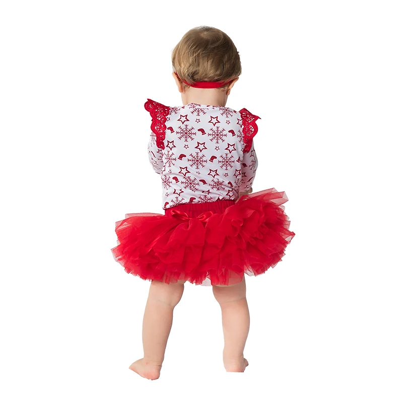 Рождественские комплекты одежды с красной снежинкой для маленьких девочек 0 2 лет