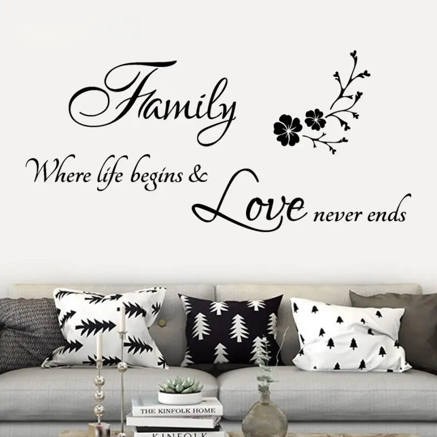 

Hot PVC Stickers Muraux Home Decor Family Removable Text Patterns Wall Stickers Home Decor Living Room Decorative Stickers