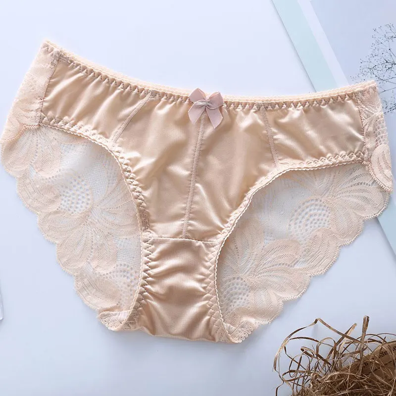 SP&CITY European Style Silk Women Lace Underwear Sexy Transprent Panties Female Lingerie Crtoch Cotton Briefs Hollow Out Panties