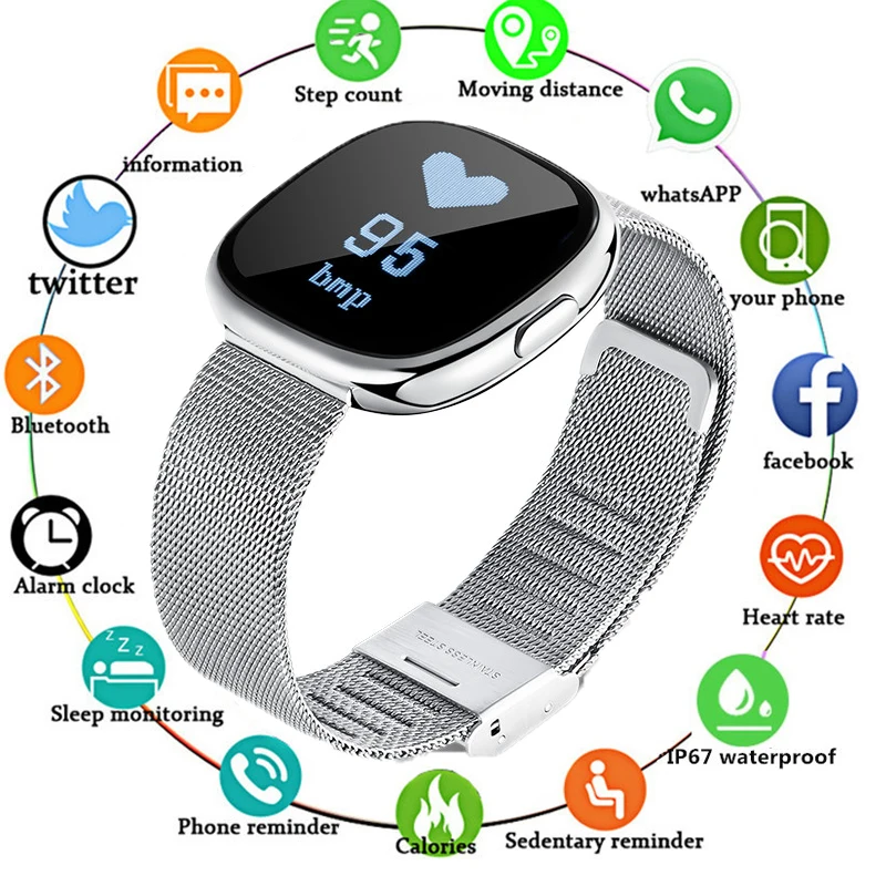 

Smart Watch Women Pedometer Heart Rate Watch Sports Fitness Tracker IP67 Waterproof Ladies Digital Smartwatch for iPhone Android