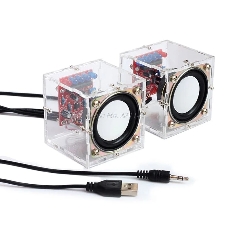 

Mini 3W Speaker Box DIY Kit With Transparent Shell Computer Audio Electronic Components