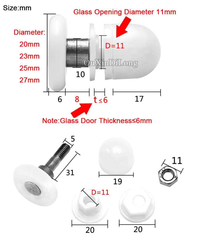 Абсолютно новые 4 шт ролики для душевой двери/полозья/колеса/шкивы запасные части 4 стиля на выбор