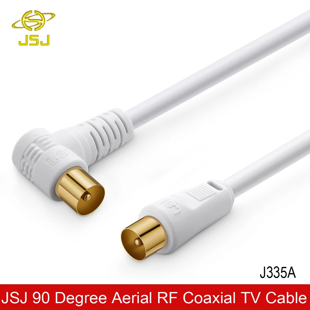 JSJ 90 Degree TV 9.5mm Coaxial Cable Flylead Aerial Male to Male RF Satellite Antenna Cable on