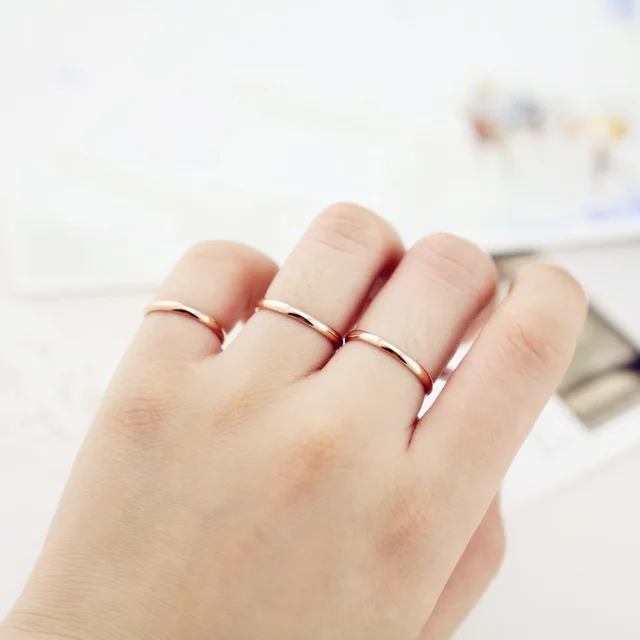 Top Quality Rose Gold Color Anium Steel 1 5mm Depth High Top Quality Rose Gold Color Anium Steel 1 5mm Depth High Polishing Glossy Women Rings