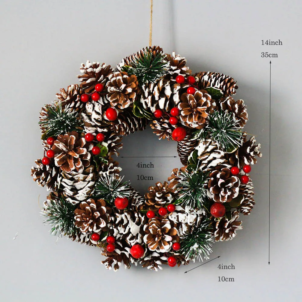 

Natural Handmade Xmas Home Decoration, Winter Christmas Wreath, Door Rustic Natal, Festival Party Garland, Red Berry Wreath