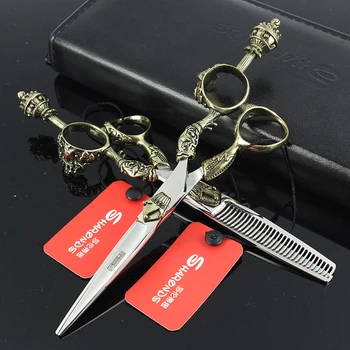 

Sharonds 6 inch crown handle hair scissors Salon Japan 440c stainless steel cutting thinning scissors tool