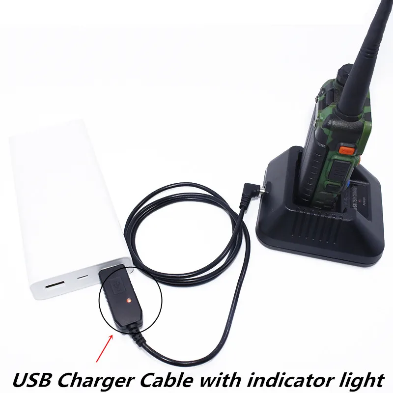 

Baofeng 3.5mm USB Charger Cable with indicator light for Walkie Talkie BaoFeng UV-5R Li-ion Battery Charger