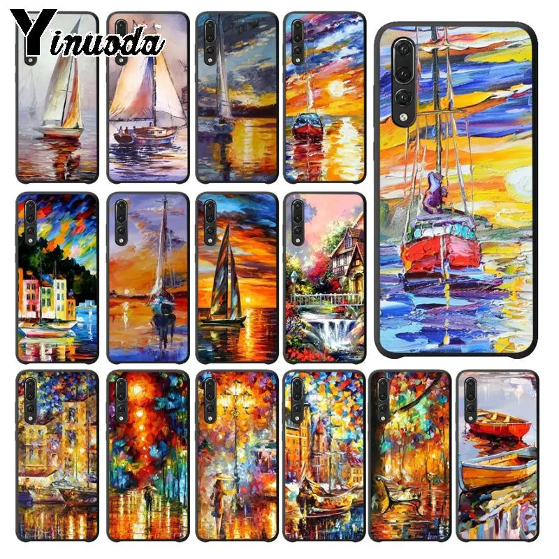 Мягкий силиконовый чехол для телефона Yinuoda sunset boat с масляной росписью huawei p20 pro