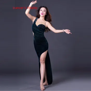 

2018 Stage Women Sexy Belly Dancing Dress For Ladies 3 colors velvet Braces Skirts Women Ballroom Indian Party Costumes