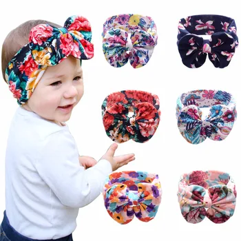 

10pcs/lot Baby Girl Big Cotton Big Bow Headband Printing Headband