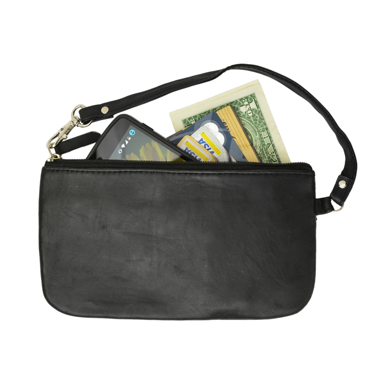 AFONiE- RFID Soft Side Wristlet Black Color