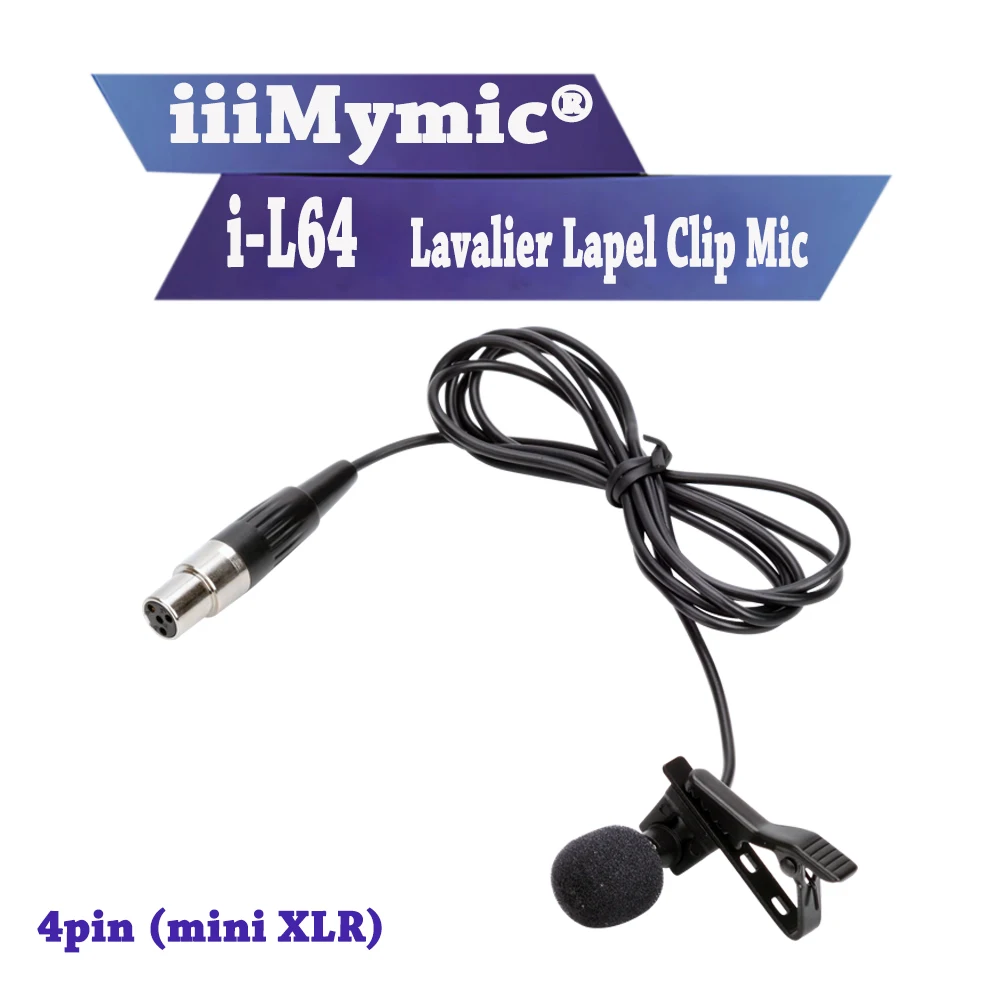 

iiiMymic ! Pro Lavalier Lapel Tie Clip Cardioid Condenser Microphone For Shure Wireless Body-Pack Transmitter mini 4pin XLR TA4F