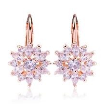 BISAER роскошные золотые серьги-гвоздики в виде цветка шампанского с циркониевым камнем для женщин подарок на день рождения бижутерия E014