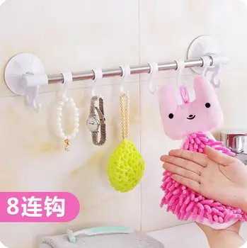 

Strong Suction Cup 8 Hooks For Hanging Bathroom Organizer Towel Rack Wall Hook Door Hook