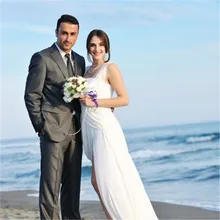 Пляжный Свадебный Мужской костюм на заказ из 2 предметов(куртка+ брюки+ галстук) Жених выпускного вечера Masculino Trajes De Hombre пиджак для жениха 159