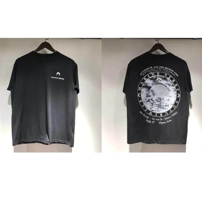 

2019 Marine Serre T-shirts Better Quality Half-Moon Logo Marine Serre T-shirt Back Mosaic Beads Top Tee Men Women