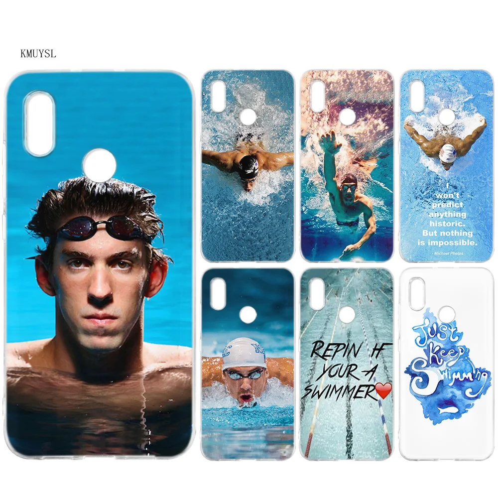

KMUYSL Michael Phelps Swimming Silicone Case Cover for Xiaomi Mi A2 Lite Redmi 6 6A Note 5 5A Pro Prime S2 Y2 6X A1 5X