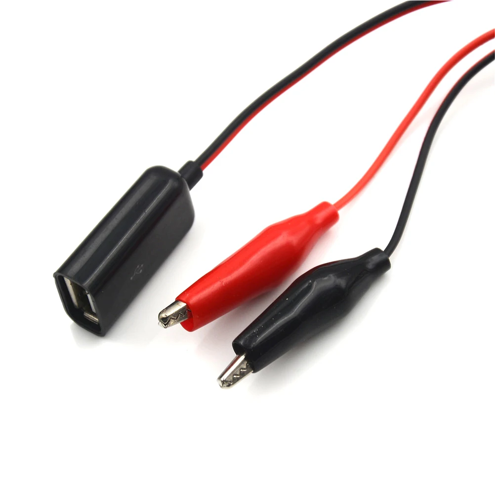 Practical 50cm Alligator Test Clips Clamp to USB Male Connector Power Supply Adapter Wire