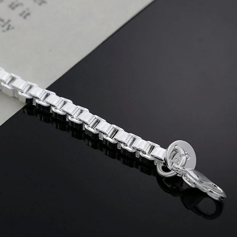 Серебряный цвет 4 мм креативная коробка женские и мужские милые браслеты высокое