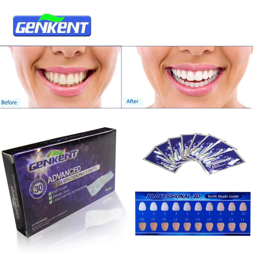 GENKENT 14 пар для зубов, отбеливающая полоски, гель для ухода за полостью рта, гигиенический очиститель, отбеливающий для зуб, отбеливающий отбеливатель для зубов, отбеливающая инструменты