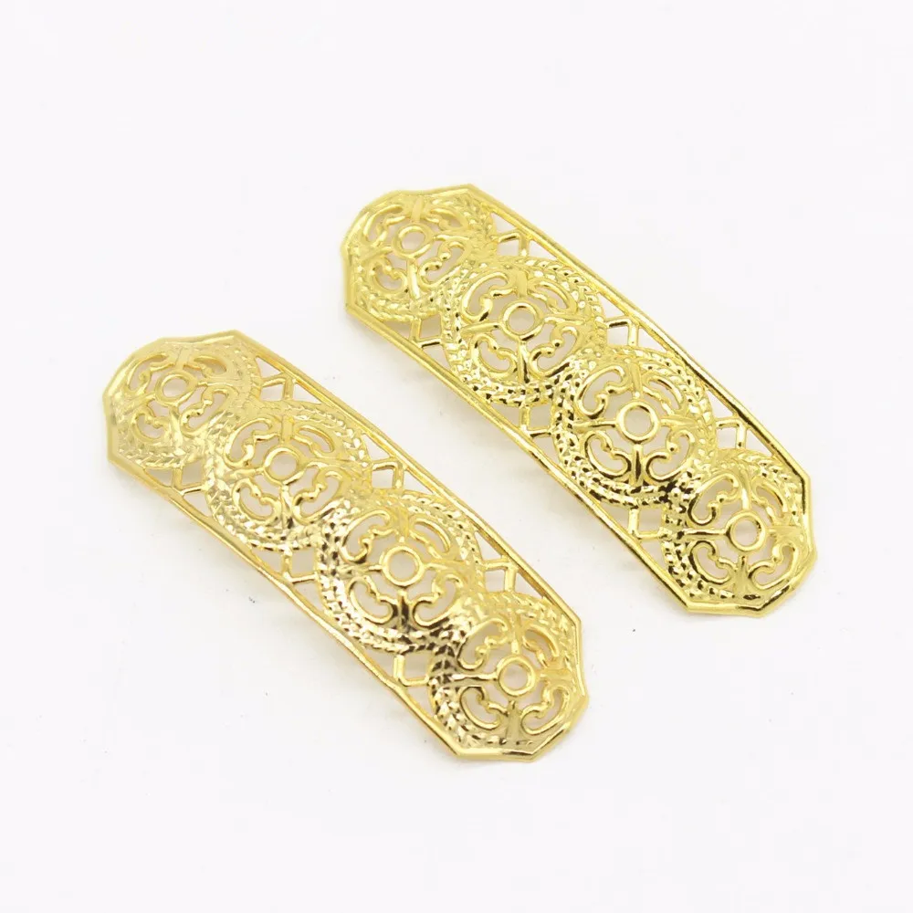 

10 PCS 14*45mm Gold Antique Bronze Plated Filigree Connectors Hollow Out Bend Copper Sheet Charm For Jewelry Making