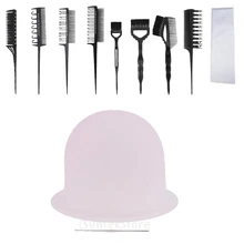 8 шт Цветная кисть+ краситель для подсветки волос окрашивающий колпачок+ металлический крючок+ раскраски