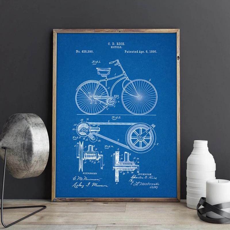 Impresiones de patente para bicicleta cuadro sobre lienzo para bicicleta p ster para pared decoraci n