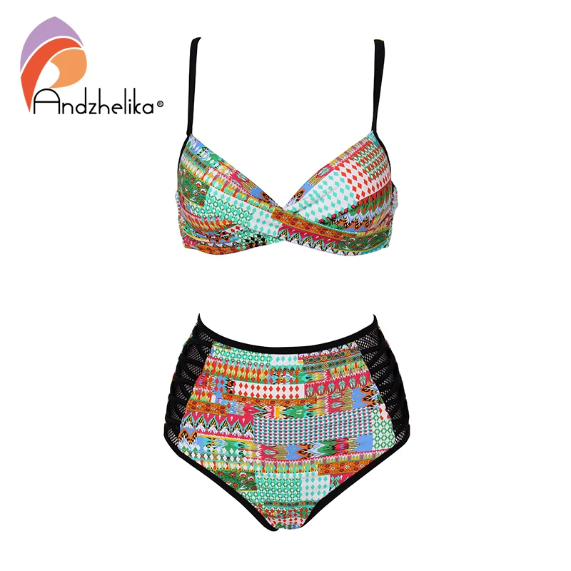Andzhelika bikini 2018 женский купальник бикини с высокой талией AK18118|Купальники |
