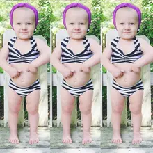Г. для новорожденных девочек в полоску, черный, белый купальник с ремешками, купальный костюм Пляжная одежда, бикини