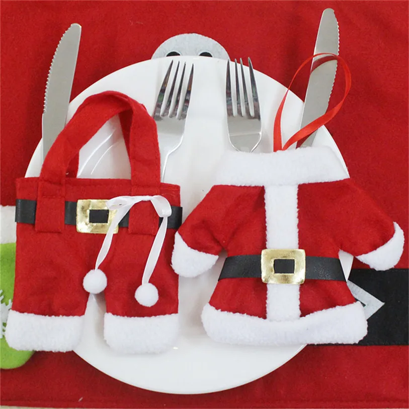 santa claus christmas stockings gift decoration knife fork covers set christmas hanging ornaments decoracao para casa #F#40AT13 (5)