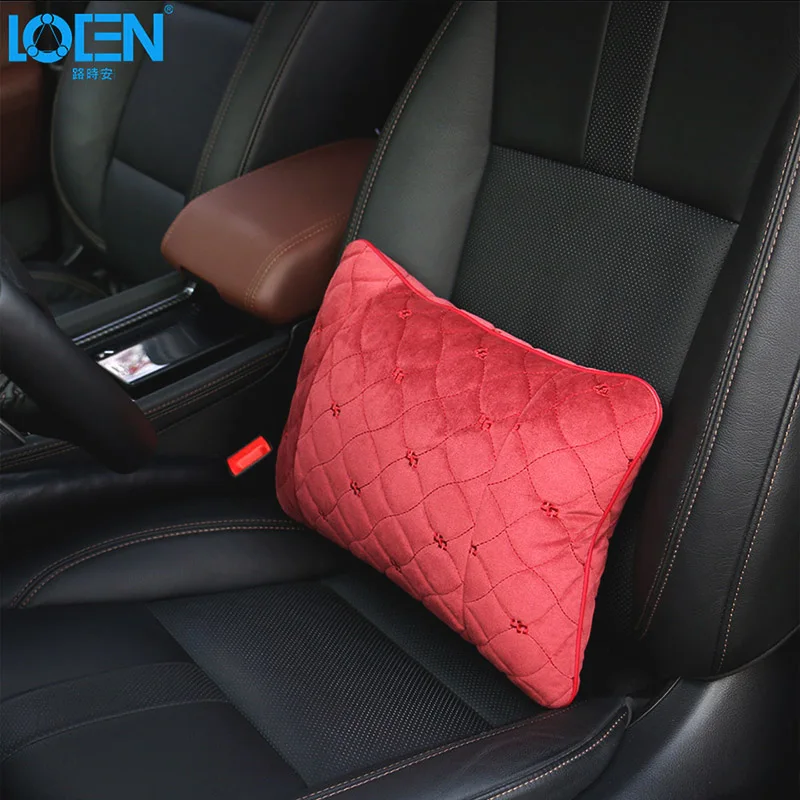 LOEN 2 шт. 'новая' плюшевая Автомобильная подушка для шеи, чехол для сиденья, подголовник для шеи, удобные аксессуары высокого качества, подушка для шеи, автомобильное сиденье - Цвет: Red Suuport