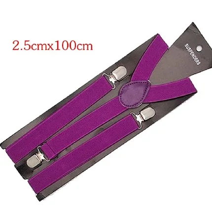 purple Больше цветов на выбор, новые мужские и женские подтяжки унисекс с клипсами, эластичные y-образные регулируемые подтяжки, цветные - Цвет: purple