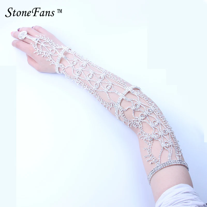 StoneFans массивное кольцо с кристаллами и стразами на руку медный браслет запястье