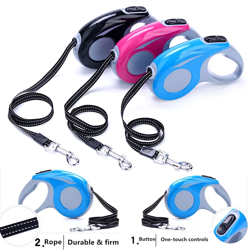 

Retractable Pet Dog Leash Adjustable Tape 3M/5M Pets Outdoor Walk Traction Rope E2S