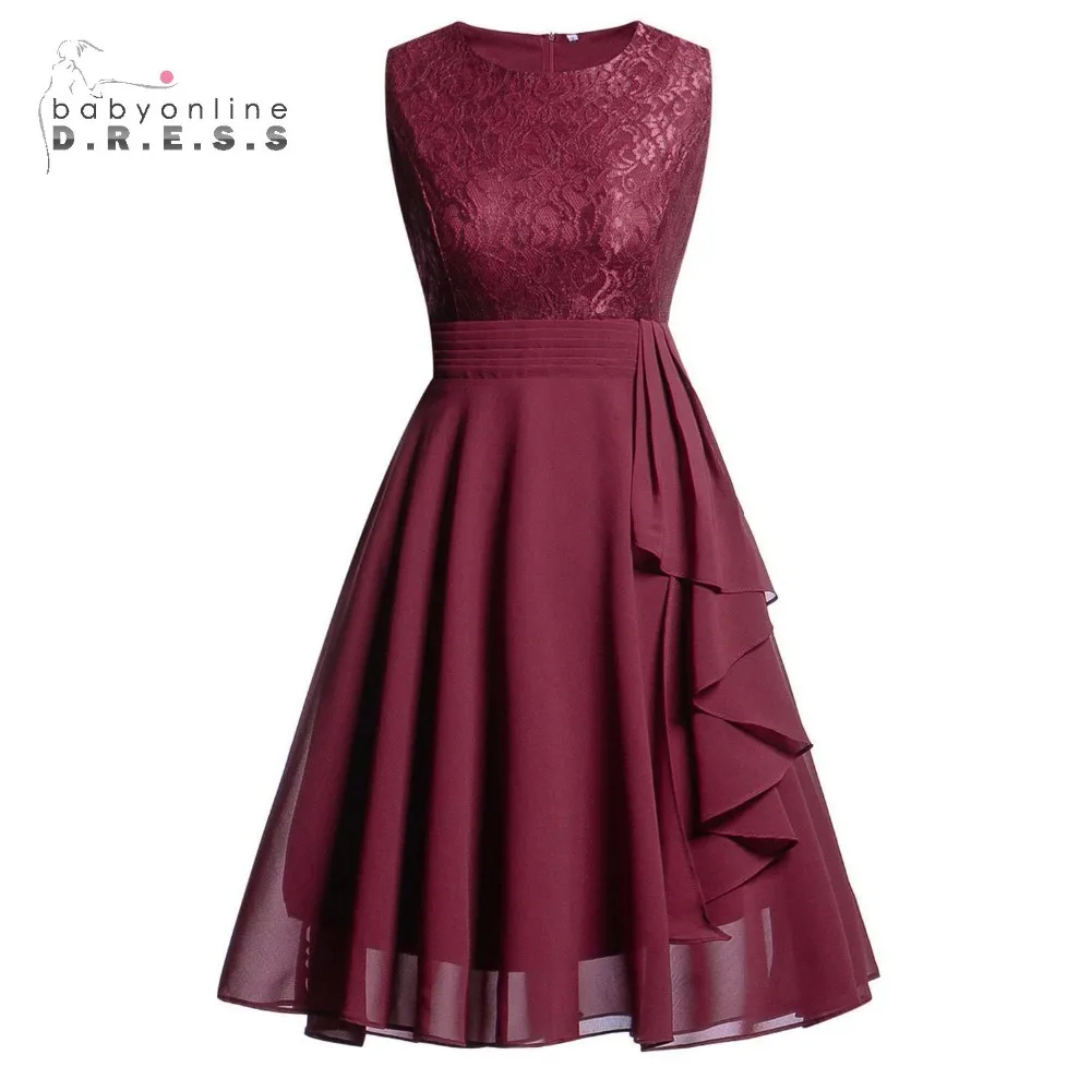 Robe de Soiree Babyonline винтажные бордовые короткие кружевные вечерние платья 2019 до