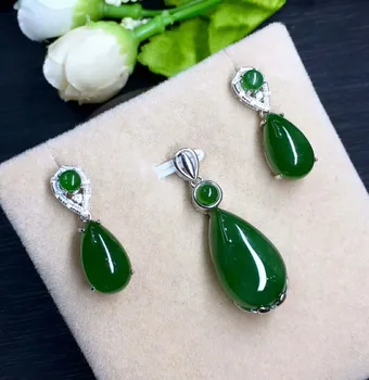 

Hetian Biyu, silver inlay, jasper dripping set, elegant color j30#