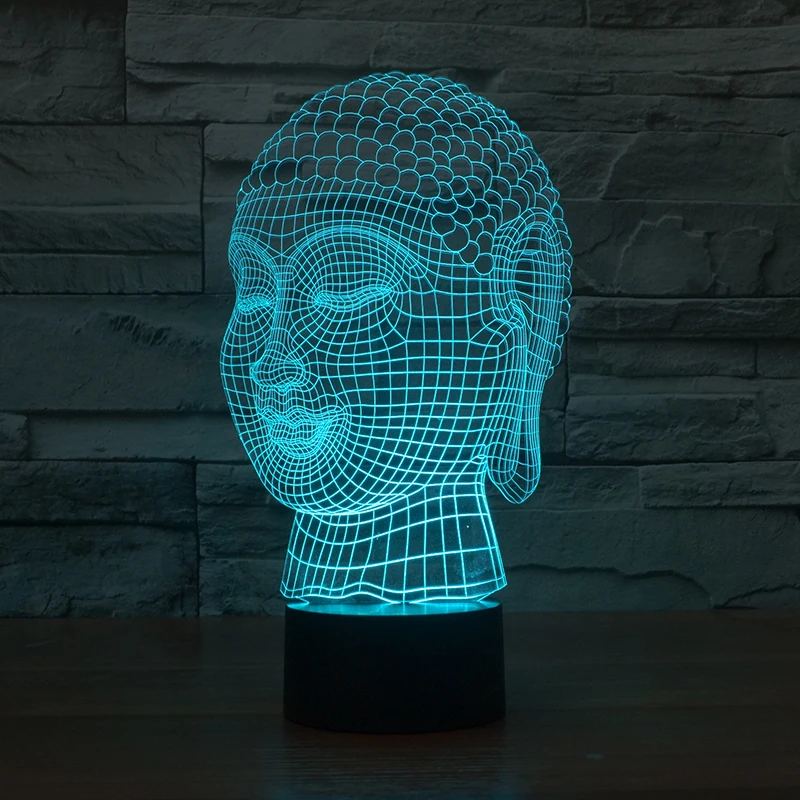 7 меняющихся цветов 3d иллюзия ночник с Буддой|night light|3d illusion night light3d |