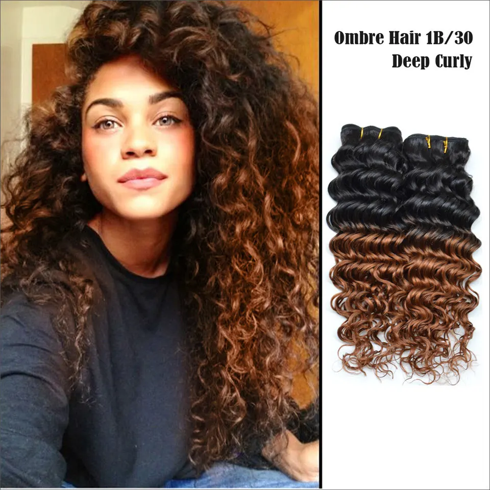 3pcs Lot 8a Ombre Human Hair Extensions Malaysian Curly Hair